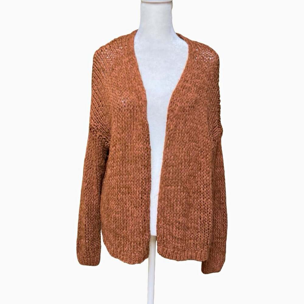 Abercrombie & Fitch Brown Open Knit V-Neck Cardigan Sweater Womens S